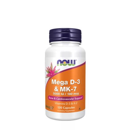 Витамин Д3 5000 + К2 180 мкг | Mega D-3 & MK-7 | Now Foods, 120 капс. 