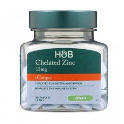 Цинк хелат 15 мг с мед  | Chelated Zinc with Copper | Holland & Barrett, 120 табл. 