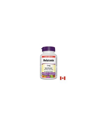 Melatonin/ Мелатонин 3 mg х 90 бързо разтварящи се сублингвални таблетки Webber Naturals