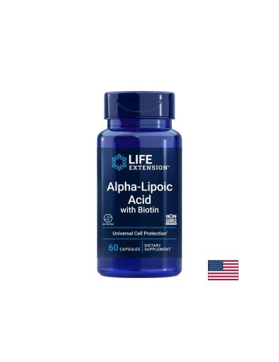 Алфа-липоева киселина 250 mg + биотин 2500 µg x 60 капсули, Alpha-Lipoic Acid with Biotin, Life Extension