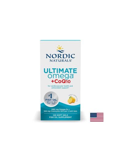 Ultimate Omega + CoQ10 ултимат омега-3 + коензим Q10 50 mg, 120 софтгел капсули с вкус на лимон, Nordic Naturals
