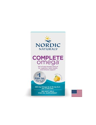 Complete Omega омега 3-6-9 с масло от пореч, 180 софтгел капсули с вкус на лимон, Nordic Naturals