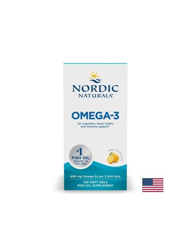 Omega-3 омега-3 345 mg, 120 софтгел капсули с вкус на лимон, Nordic Naturals
