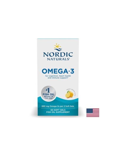 Omega-3 омега-3 345 mg, 60 софтгел капсули с вкус на лимон, Nordic Naturals