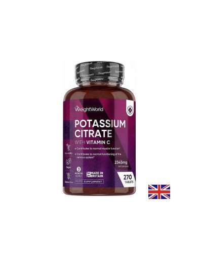 Калий цитрат 690 мг + Витамин Ц 40 мг | Potassium + Vitamin C | WeightWorld, 180 табл.