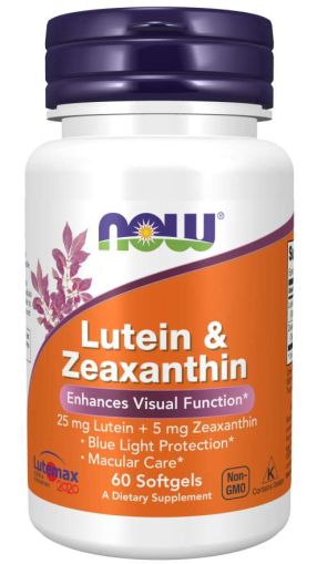 Лутеин със Зеаксантин | Lutein & Zeaxanthin | Now Foods, 60 softgels 