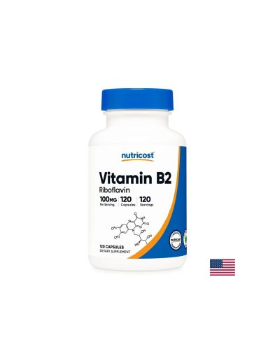 Витамин В2 (рибофлавин) 100 мг | Vitamin B2 Riboflavin | Nutricost, 120 капс.