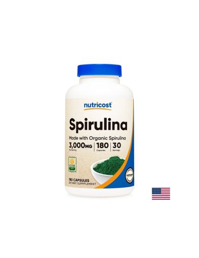 Спирулина 500 мг | Spirulina | Nutricost, 180 капс.