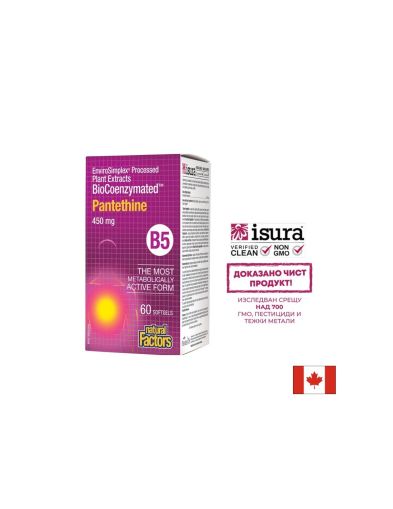 Витамин Б5 450 мг | Пантетин |  Vitamin B5 Pantethine  | Natural Factors, 60 капсули