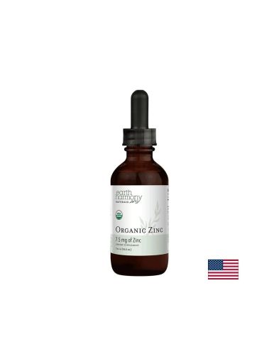 Цинк сулфат 15 мг | Liquid Organic Zinc 15 mg |  Earth Harmony Naturals, 59.2 мл капки