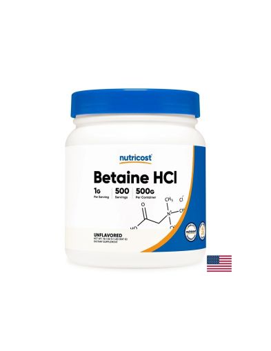 Бетаин хидрохлорид на прах | Betaine Hydrochloride Powder | Nutricost 507 гр.