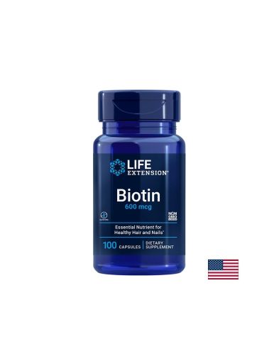 Биотин 600 мкг | Biotin | Life Extension, 100 капс.