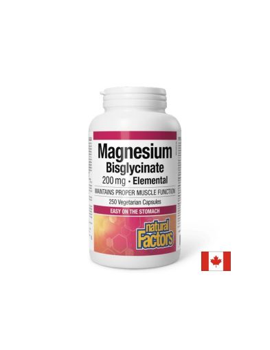 Магнезий бисглицинат 200 mg, 250 V капсули Magnesium Bisglycinate Pure Natural Factors