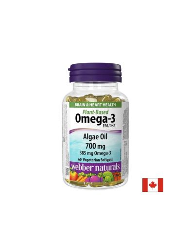 Омега-3 от водорасли (веган) 385 мг | Plant-Based-Omega-3 ( Algie ) | Webber Naturals, 60 V драж.