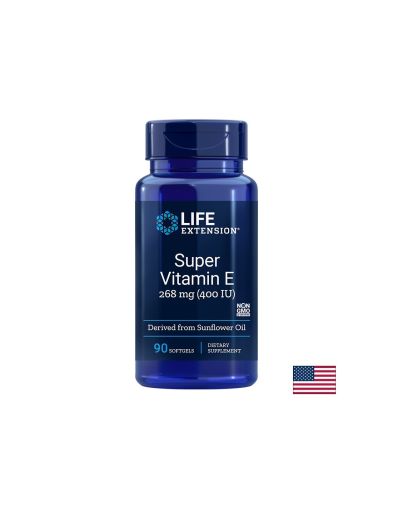 Витамин Е 268 мг 400 IU ( d-aлфа токоферол ) | Super Vitamin E | Life Extension, 90 софтгел капс.
