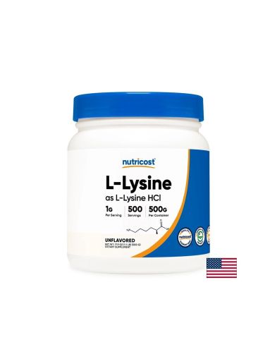 Лизин на Прах | L-Lysine Powder Nutricost 500 гр.