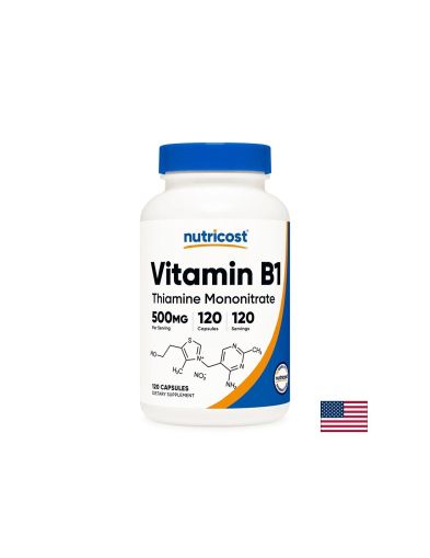 Витамин Б1 500 мг | Тиамин Mононитрат | Vitamin B1 | Nutricost, 120 капс.