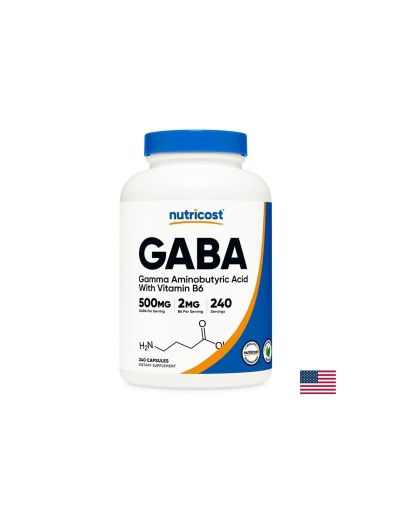 ГАБА 500 мг + Витамин Б6 2 мг | GABA + B6 | Nutricost, 240 капс.