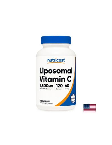 Липозомен витамин Ц 750 мг | Liposomal Vitamin C | Nutricost, 120 капс.
