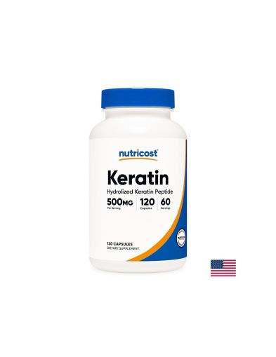 Кератин ( хидролизирани кератинови пептитиди ) 250 мг | Keratin | Nutricost, 120 капс.