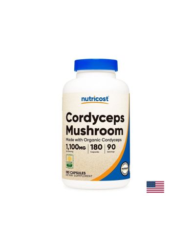 Кордицепс 550 мг | Cordyceps Mushroom Organic | Nutricost, 180 капс.