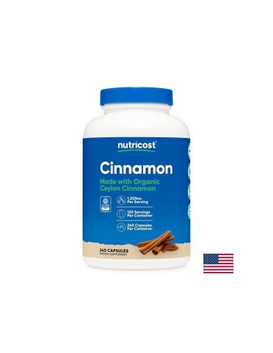 Цейлонска канела 600 мг | Ceylon Cinnamon | Nutricost, 240 капс.