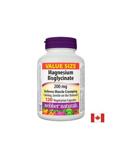 Магнезий Бисглицинат 200 мг | Magnesium  Bisglycinate | Webber Naturals, 120 капс.