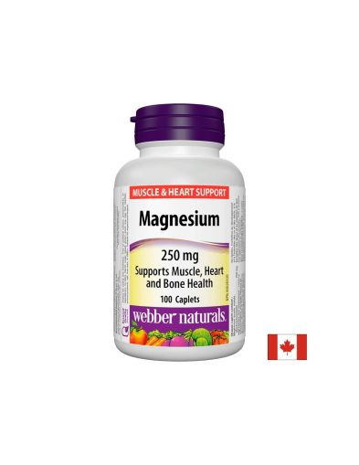 Магнезий 250 мг | Magnesium | Webber Naturals, 100 каплети
