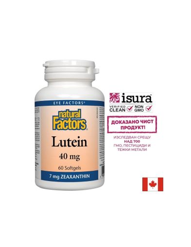 Лутеин 40 мг + Зеаксантин | Lutein + Zeaxanthin | Natural Factors, 60 софтгел капсули