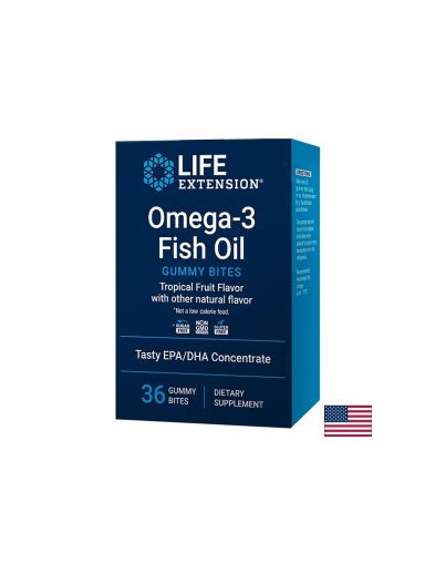 Омега-3 Гъми 750 мг (EPA 300 мг /DHA 225 мг) | Omega-3 Fish Oil Gummy Bites | Life Extension, 36 желирани табл.