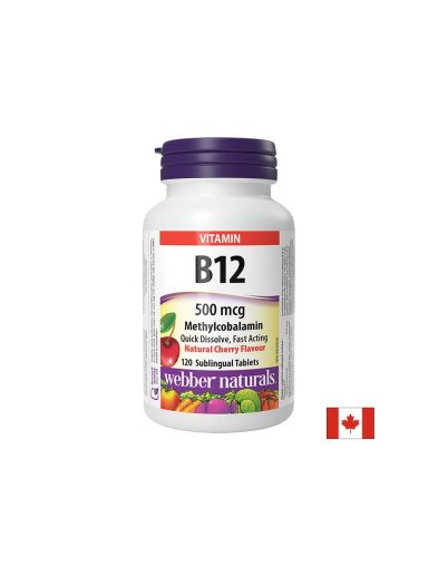 Витамин Б12, Метилкобаламин 500 мкг. | B12 Methylcobalamin | Webber Naturals, 120 табл.