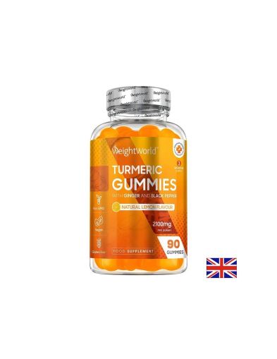 Куркума с Джинджифил и Черен пипер Гъми | Turmeric Gummies with Ginger and Black Pepper | Weight World, 90 жел. табл.