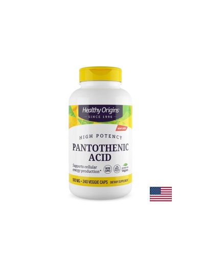 Пантотенова киселина 500 мг | Pantothenic Acid | Vitamin B | Healty Origins , 240 вег.капс.