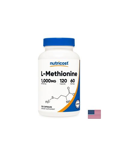 Л - Метионин 500 мг | L-Methionine | Nutricost, 120 капс.