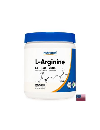 Л- Aргинин 5000 мг | L-Arginine Powder | Nutricost, 250 гр прах