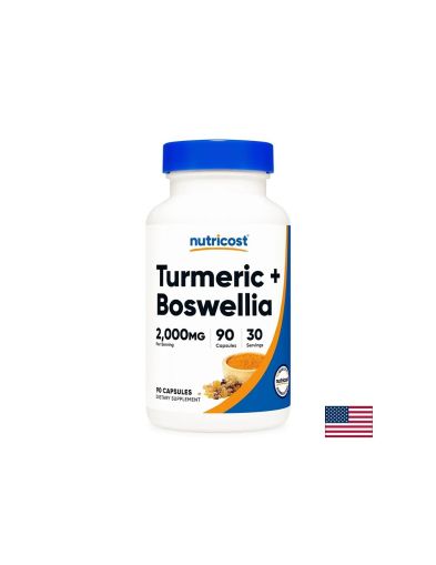 Куркума 1000 мг + Босвелия 1000 мг | Turmeric + Boswellia | Nutricost, 90 капс.