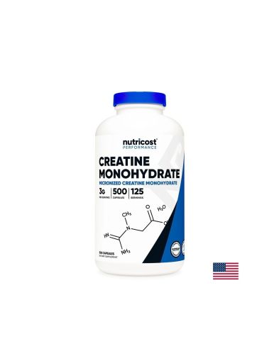 Креатин монохидрат 750 мг | Creatine Monohydrate | Nutricost, 500 капс.