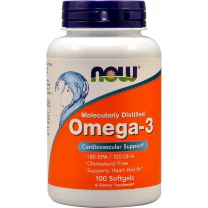 Омега 3, 1000 мг | Omega-3 180 EPA / 120 DHA | Now Foods, 100 драж. 