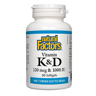 Витамин  Д3 + К2 | Vitamin K + D3 | Natural Factors, 60 дражета 