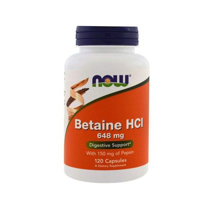 Бетаин с Пепсин 648 мг | Betaine HCL | Now Foods, 120 капс
