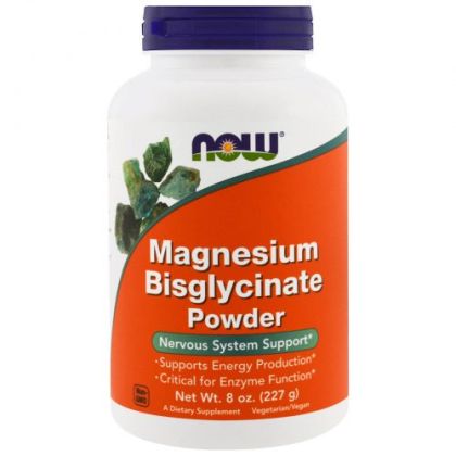 Магнезий бисглицинат на прах 227 гр| Magnesium Bisglycinate | Now foods