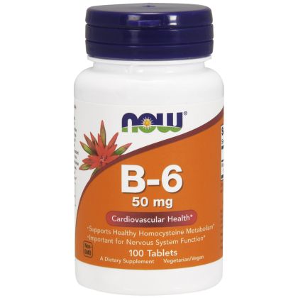 Витамин Б-6, Пиридоксин, 50 мг | Vitamin B-6 | Now Foods, 100 таблетки