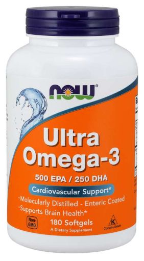 Ултра Омега-3, 500 EPA / 250 DHA | Ultra Omega-3 | Now Foods, 180 драж 