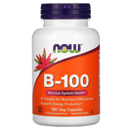 Витамин Б Комплекс | Vitamin B-100 Complex | Now Foods, 100 капс 