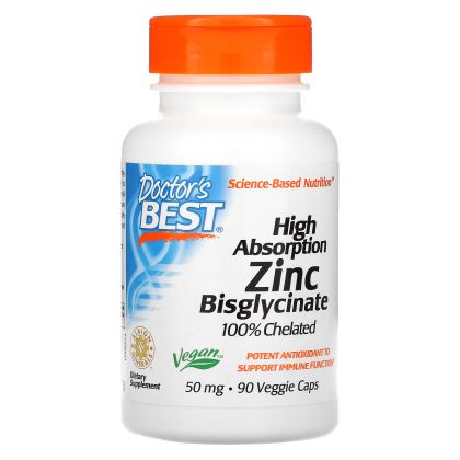 Цинк Бисглицинат  50 мг | Zinc Bisglycinate | Doctor's Best, 90 капс