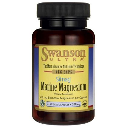 Морски Магнезий 200 мг | Marine Magnesium | Simag | Swanson, 60 капс 