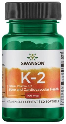 Витамин К2 100 мкг | Vitamin K2 | MK7 | Swanson, 30 драж 