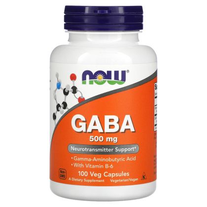 Гaмa Aминoбyтиpoвa Киceлинa 500 мг | GABA | Now Foods, 100 капс. ГАБА