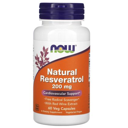 Транс Ресвератрол 200 мг | Natural Resveratrol | Now Foods, 60 капс 