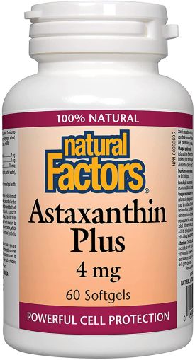 Астаксантин 4 мг | Astaxanthin | Natural factors, 60 драж 